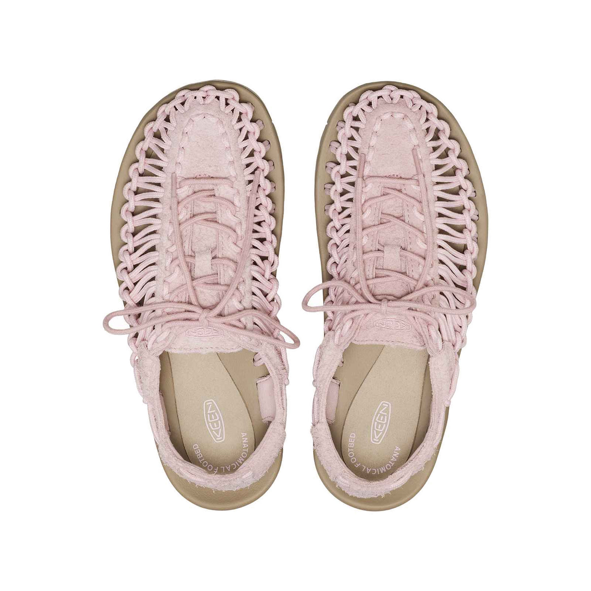 KEEN Uneek Leather Pale Lilac sandalai – pora iš viršaus