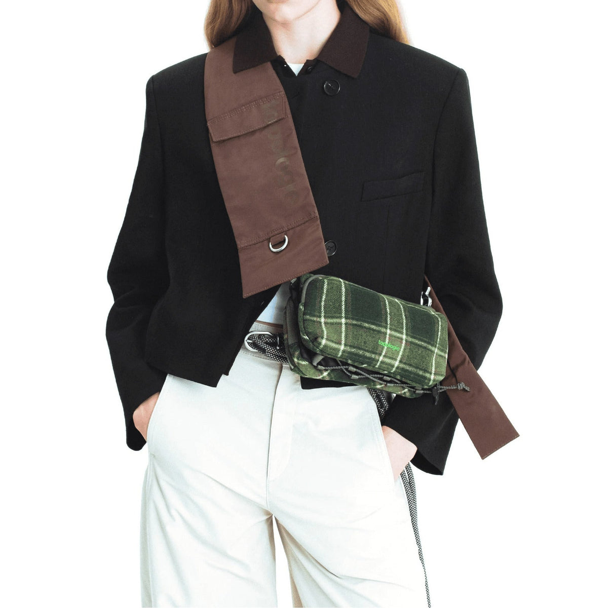 Topologie Bag Bottle Sacoche Medium Green Check Wool - ADV Store